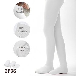 Tights For Girls Ballet Leotards Toddler Dance Leggings Pants Footed Kids White - 2 Tights 5-7 Years