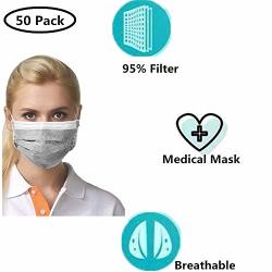 Cshopping Surgical Disposable Face Masks Respirator Mouth Mask Medicom Safety Cover Protective Safe Mask With Elastic Ear Loop Block Dust Air Pollution FLU-50 Pieces