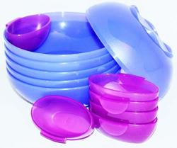 Tupperware Set Of 6 Bowls And Dip Cups Open House Cereal And Salad Set Purple