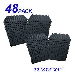 HPKL9999 48 Pack 12"X 12"X1" Acoustic Panels Studio Soundproofing Foam Wedge Tiles