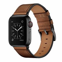 Ouheng Compatible With Apple Watch Band 42MM 44MM Genuine Leather Band Replacement Strap Compatible With Apple Watch Series 5 Series 4 Series 3 Series