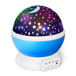 Comforzone Upgraded Baby Night Lights Projector Lamp Starry Stars Moon Night Light For Sleep Aid 360 Degree Rotating Ceiling Projector Lamp & 9 Colors