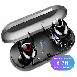 Bluetooth 5.0 True Wireless Earbuds 6-7 Hours Continuous Playtime 45 Hours Total Playtime With Charging Case IPX7 Waterproof For Sport With Microphone Binaural Calls