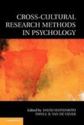 Cross-Cultural Research Methods in Psychology Culture and Psychology
