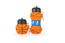 Kids Collapsible Silicone Water Bottle - Basketball