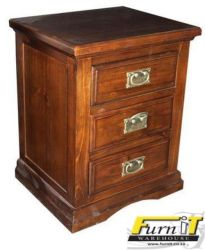 Devon Pedestal Bedside Table With 3 Drawers - Solid Wood High Quality