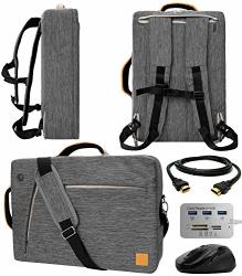 Vangoddy Slate Gray Convertible Laptop Bag With USB Hub Mouse HDMI Cable For Apple Ipad Pro Ipad 9.7" To 12.9-INCH