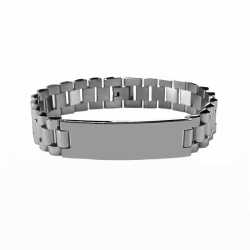 Men Silver Stainless Steel Identification Bracelet