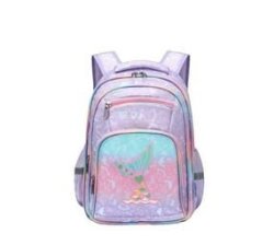 Schoolbags Cartoon Print Waterproof Large Capacity Kids Backpacks - Lightpurple