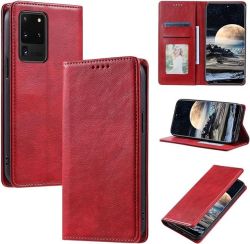 Flip Magnetic Leather Book Cover For Samsung Galaxy S20 Ulter- Red
