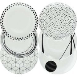 - Graphic Porcelain Dinnerware Table Set 18 Pieces