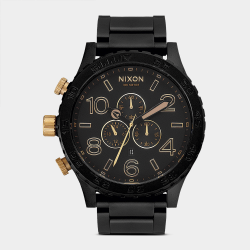 Nixon Men&apos S 51-30 Chrono Matte Black & Gold Plated Stainless Steel Watch