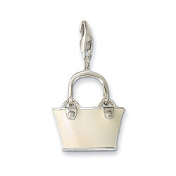 Charms - Clip On - Cream Colored Enamel Handbag