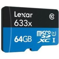 Lexar 64GB High-performance Blue Series 633X Uhs-i Microsdhc Memory Card - With Sd Adapter