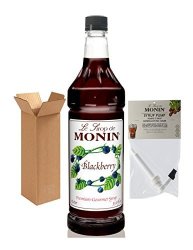 Monin Blackberry Syrup 33.8-OUNCE Plastic Bottle 1 Liter With Monin Bpa Free Pump Boxed.