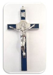 10.5CM St Benedict Crucifix - Blue Inlay