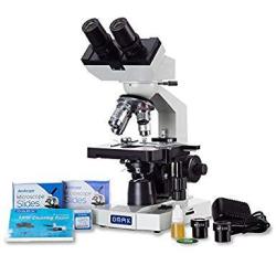2018 BEST Awarded Compound Microscope - Omax 40X-2000X Lab LED Binocular Microscope With Double Layer Mechanical Stage W Blank Slides Covers And Lens Cleaning Paper