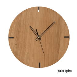 Mika Wall Clock In Oak - 250MM Dia Clear Varnish Sleek Black Second Hand