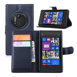 Premium Leather Wallet Flip Bracket Case Cover For Nokia Lumia 1020 Phone Wallet - Black