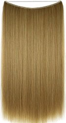 Topreety 24"100GR Halo Hair Extensions Elastic Invisible Wire Attached Light Brown Mix Bleach Blonde 27J 613