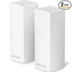 Linksys Velop Tri-band Whole Home Wifi Intelligent Mesh System 2-PACK 2-4 Bedrooms medium Multi-story & Patio Easy Setup Maximize Wifi Range & Speed For All Your