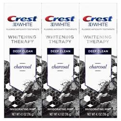 Crest Charcoal 3D White Toothpaste Whitening Therapy Deep Clean With Fluoride Invigorating Mint 4.1 Ounce Pack Of 3