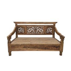 Burmese Teak Ornate Carved Daybed Sotran Dekorativ