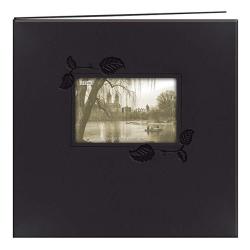 Pioneer 12-INCH By 12-INCH Embossed Leatherette Postbound Memorybook With Window Black With Ivy
