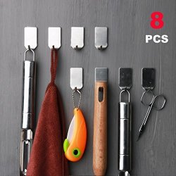 8 Pcs Self Adhesive Hooks MINI Robe Hook Cloth Hooks Wall Hanger Key Organizer For Bathroom And Kitchen Stainless Steel Brushed