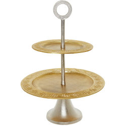 Queenwest Trading Co Gold Tone Two Tier Cake Stand