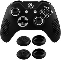 Extremerate Soft Anti-slip Silicone Controller Cover Skins Thumb Grips Caps Protective Case For Microsoft Xbox One X & One S Controller Black