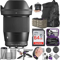 16MM Sigma F1.4 Dc Dn Contemporary Lens For Sony E Mount Cameras With Altura Photo Advanced Accessory And Travel Bundle