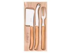 Laguiole By Andre Verdier Cheese Set With Fork Set Of 3 Olive Wood