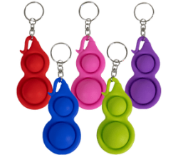 5X Bulk Pack Pop It Fidget Toys - Key Chains - Blue Pink