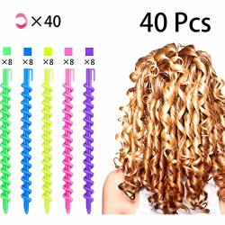 40 Pieces Spiral Hair Perm Rod Spiral Rod Plastic Long Barber Hairdressing Styling Curling Perm Rod Hair Rollers Salon Tools For Women Girls 6.10 X 0.24 Inch