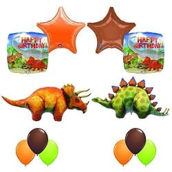 Anagram Prehistoric Giant Stegosaurus And Triceratops Birthday Dinosaur Balloon Decoration 12 PC Kit