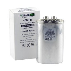 40 Mfd Capacitor Industrial Grade Replacement For Central Air-conditioners Heat Pumps Condenser Fan Motors And Compressors. Oval Multi-purpose 370 440 Volt - By Trade Pro