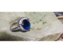 Silver Ring With Cz-sapphire Blue