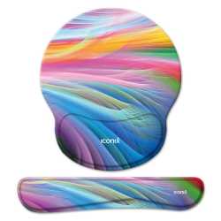Colour Strands Mouse Pad With Wrist Support And Keyboard Wrist Support Set