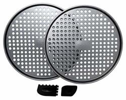 Preokupied 2-PACK Of 12.2 Inch Perforated Pizza Pans Dark Gray Carbon Steel With Nonstick Coating Including 2 Black Pan Scrapers