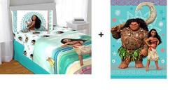 Disney Moana How Far I'll Go Twin Bedding Set : Plush Throw +sheet Set