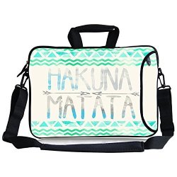 Kitron Tm 16 17"-17.3 Inches Cute Colorful Hakuna Matata Design Water Resistant Neoprene Sleeve Notebook Neoprene Messenger Case Tote Bag With Handle And Carrying Strap