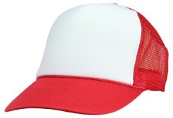 Blank Hat Two Tone Summer Mesh Cap In Red And White Trucker Hat