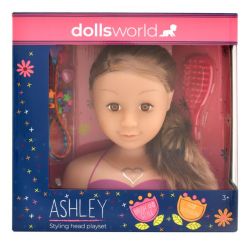Dollworld Ashley Brunette Styling Head Doll Playset New