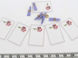 Miniature Dollhouse 1 12" Scale - 6 Plate Settings With 6 Serviettes And Rings