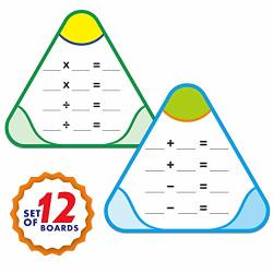 Hebayy 12 Pcs Math Education Triangle Boards Flash Cards Easy Wipe And Reusable Perfect For Group Learning
