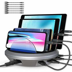 Charging Station Ahrise Docking Station With 4 USB Ports And Phone Dock Stand Compatible Samsung Iphone Ipad 6.8A 34W Gray