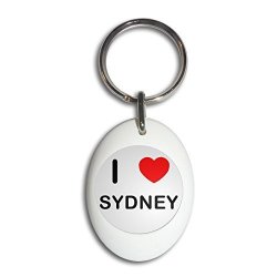 I Love Sydney - White Plastic Oval Key Ring