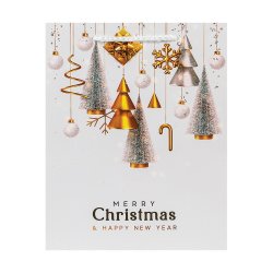Gift Bag Paper With Glitter Christmas Small White & Gold