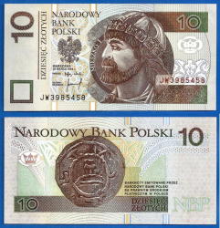 Poland 10 Zlotych 1994 Prefix Jw Unc Europe Banknote